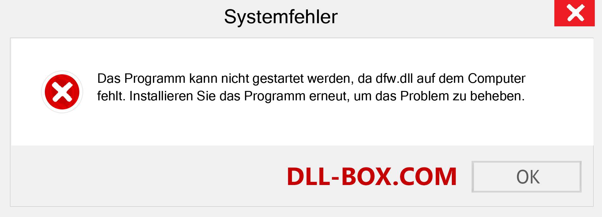 dfw.dll-Datei fehlt?. Download für Windows 7, 8, 10 - Fix dfw dll Missing Error unter Windows, Fotos, Bildern